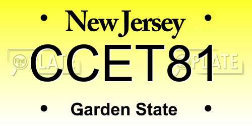 CCET81 New Jersey License Plate