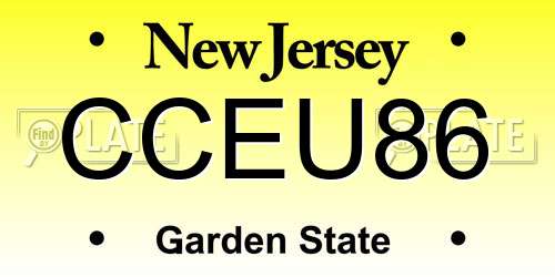CCEU86 New Jersey License Plate