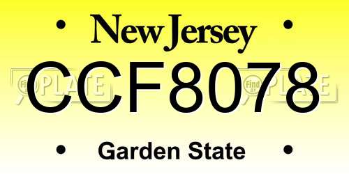 CCF8078 New Jersey License Plate