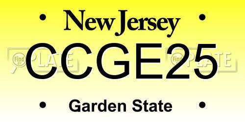 CCGE25 New Jersey License Plate