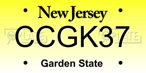 CCGK37 New Jersey License Plate