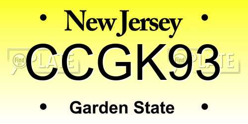 CCGK93 New Jersey License Plate