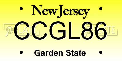 CCGL86 New Jersey License Plate