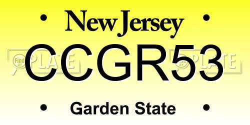 CCGR53 New Jersey License Plate