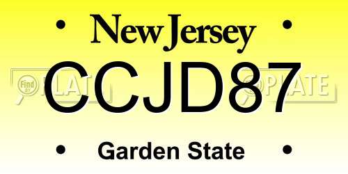 CCJD87 New Jersey License Plate