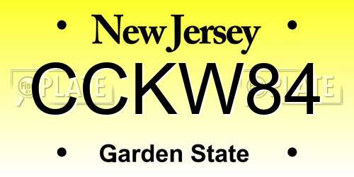 CCKW84 New Jersey License Plate