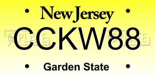 CCKW88 New Jersey License Plate