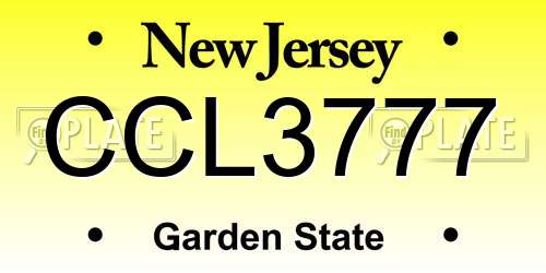CCL3777 New Jersey License Plate