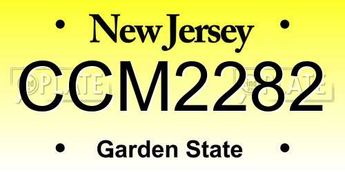 CCM2282 New Jersey License Plate