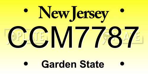 CCM7787 New Jersey License Plate