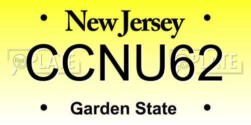 CCNU62 New Jersey License Plate