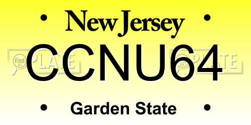 CCNU64 New Jersey License Plate
