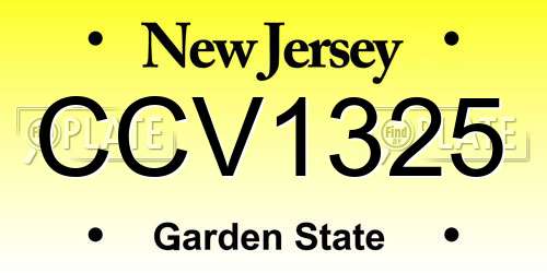 CCV1325 New Jersey License Plate