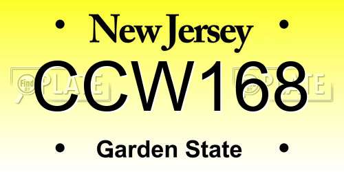 CCW168 New Jersey License Plate