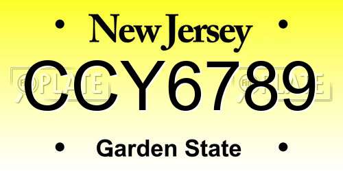 CCY6789 New Jersey License Plate