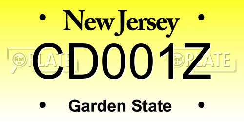 CD001Z New Jersey License Plate
