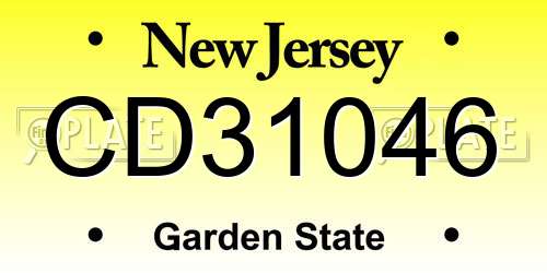 CD31046 New Jersey License Plate