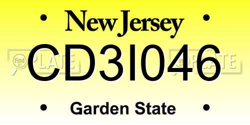 CD3I046 New Jersey License Plate