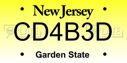 CD4B3D New Jersey License Plate