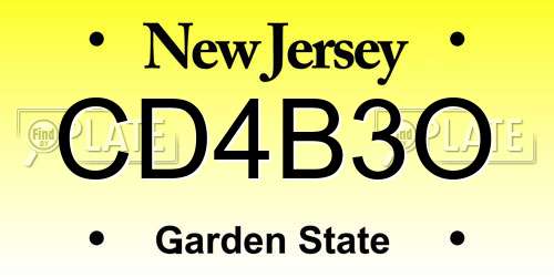 CD4B3O New Jersey License Plate