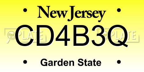 CD4B3Q New Jersey License Plate