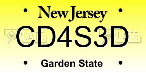 CD4S3D New Jersey License Plate