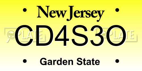 CD4S3O New Jersey License Plate