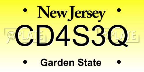 CD4S3Q New Jersey License Plate