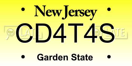 CD4T4S New Jersey License Plate