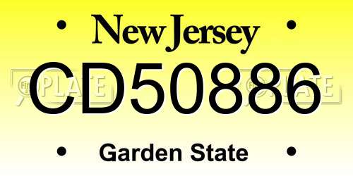 CD50886 New Jersey License Plate