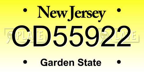 CD55922 New Jersey License Plate