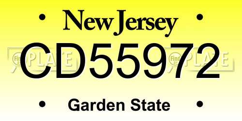 CD55972 New Jersey License Plate