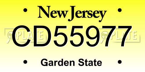 CD55977 New Jersey License Plate