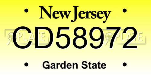 CD58972 New Jersey License Plate