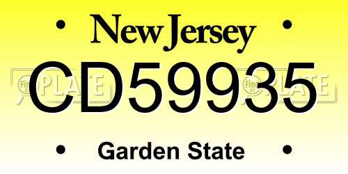 CD59935 New Jersey License Plate