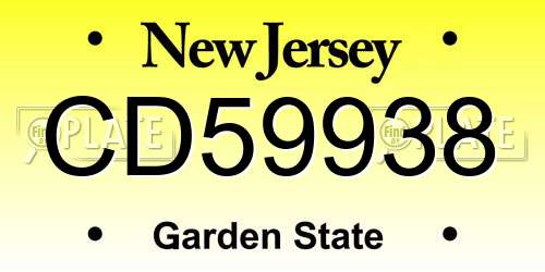 CD59938 New Jersey License Plate