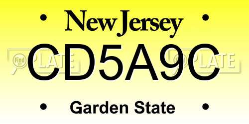 CD5A9C New Jersey License Plate