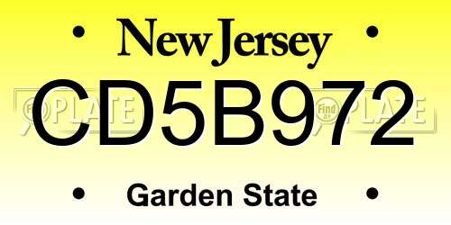 CD5B972 New Jersey License Plate