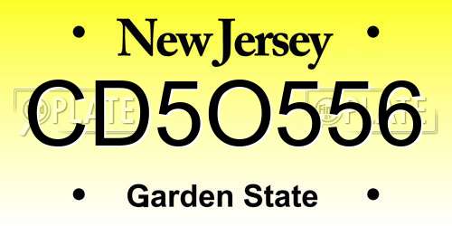 CD5O556 New Jersey License Plate