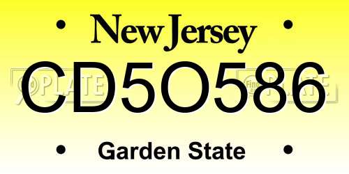 CD5O586 New Jersey License Plate