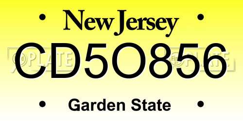 CD5O856 New Jersey License Plate