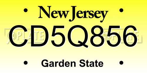 CD5Q856 New Jersey License Plate