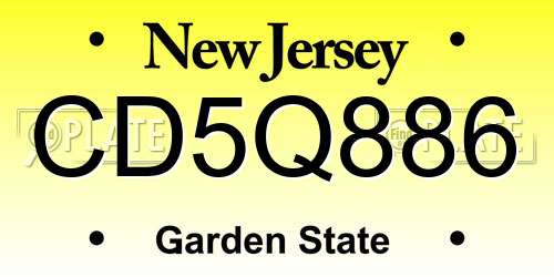 CD5Q886 New Jersey License Plate