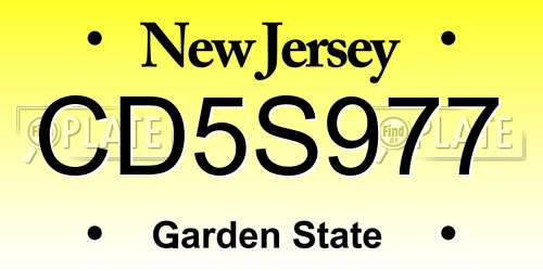 CD5S977 New Jersey License Plate