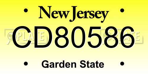 CD80586 New Jersey License Plate