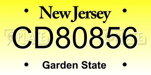 CD80856 New Jersey License Plate