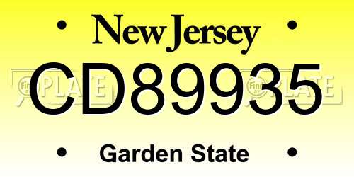 CD89935 New Jersey License Plate