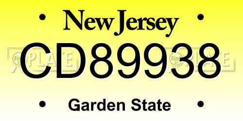CD89938 New Jersey License Plate