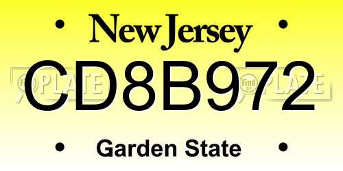 CD8B972 New Jersey License Plate
