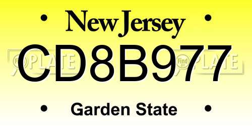 CD8B977 New Jersey License Plate